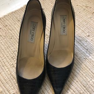 Jimmy Choo black snakeskin heels